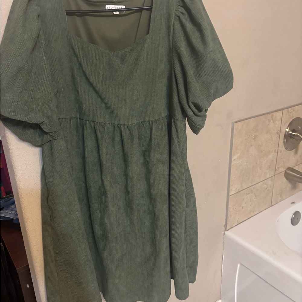 Baltic Born Green Corduroy Mini Dress